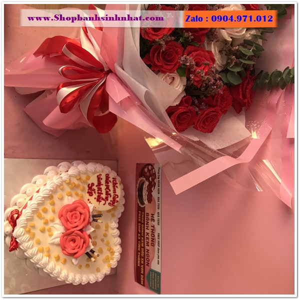 combo bánh kem và hoa tươi ở ninh bình