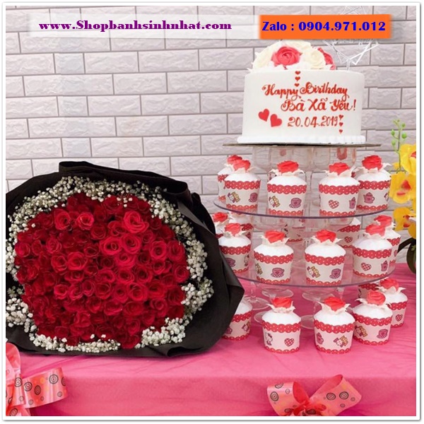 combo hoa và bánh cupcake ở huyện cần giờ