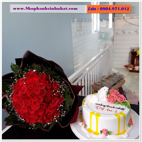 bánh kem và hoa tươi ở bình định