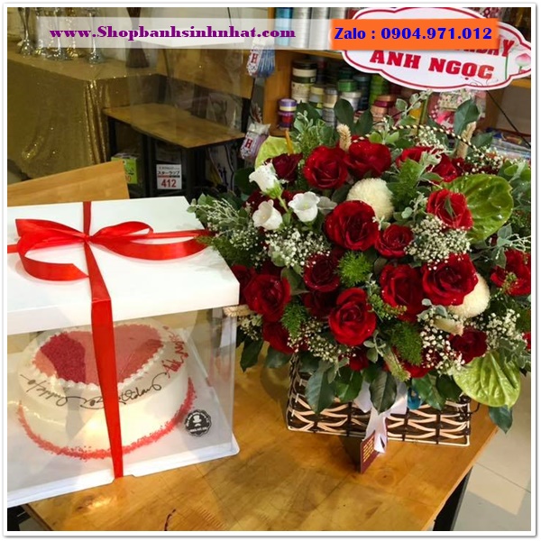 combo bánh kem và hoa tươi ở hậu giang
